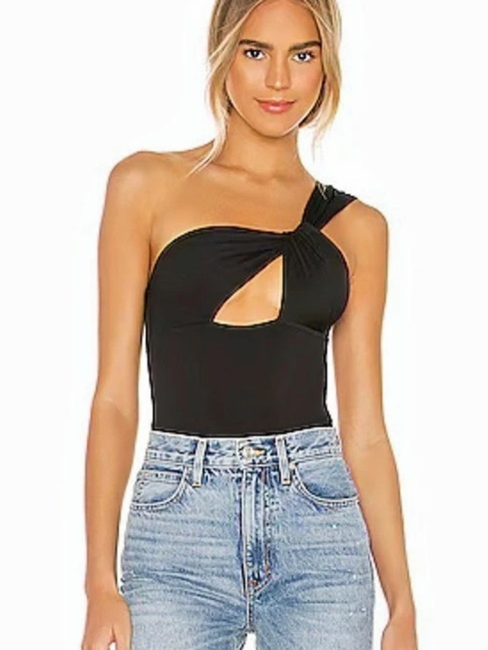 Superdown Jimena One Shoulder Bodysuit in Black
